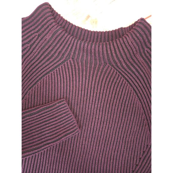 Athleta Burgundy Ribbed Knit Sweater Medium Cotton Blend Womens Pullover - Picture 4 of 7